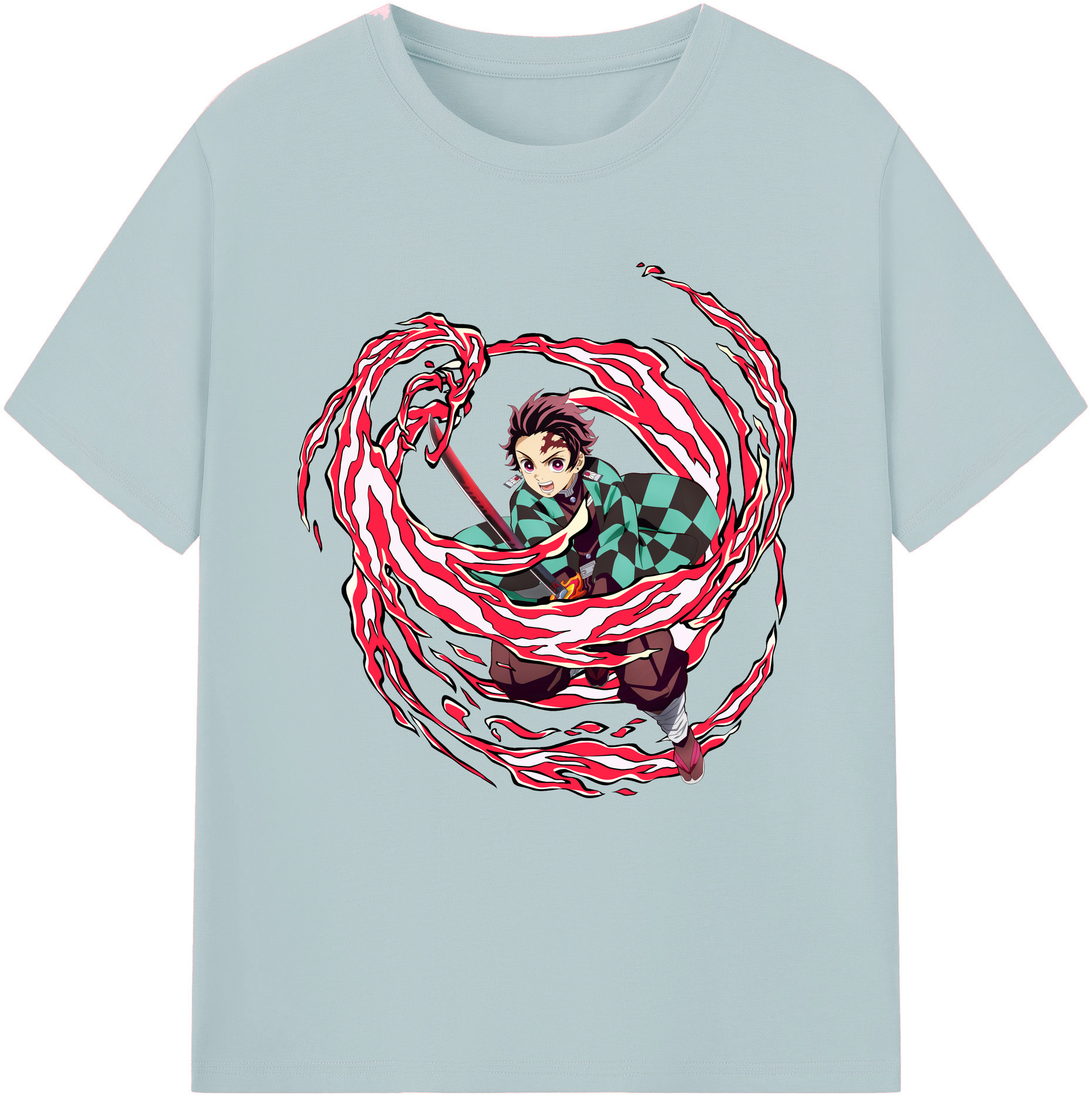 （画像用） 鬼滅の刃 竈門 炭治郎／かまど たんじろう Kamado Tanjirou 綿100％半袖Tシャツ（フロントプリント）